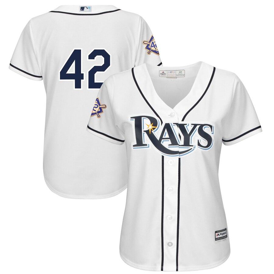 Tampa Bay Rays Majestic Women's 2019 Jackie Robinson Day Official Cool Base Jersey – White 2019
