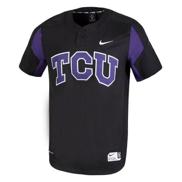 TCU Horned Frogs Two-Button Vapor Performance Baseball Jersey – Black 2019