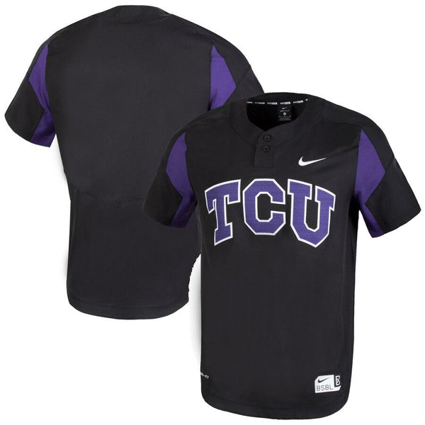 TCU Horned Frogs Two-Button Vapor Performance Baseball Jersey – Black 2019