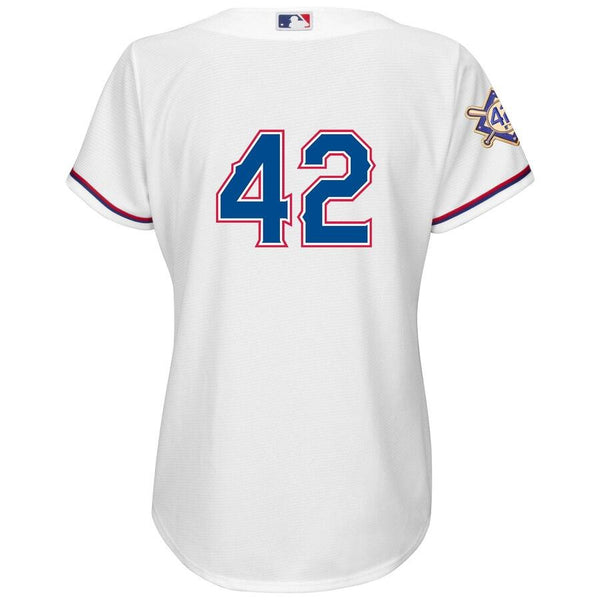 Texas Rangers Majestic Women's 2019 Jackie Robinson Day Official Cool Base Jersey – White 2019