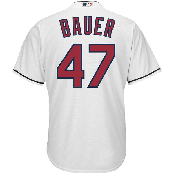 Trevor Bauer Cleveland Indians Majestic Official Cool Base Player Jersey - White 2019