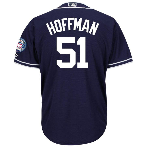 Trevor Hoffman San Diego Padres Majestic Hall of Fame Induction Patch Cool Base Jersey – Navy 2019