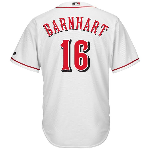 Tucker Barnhart Cincinnati Reds Majestic Home Cool Base Player Jersey – White 2019
