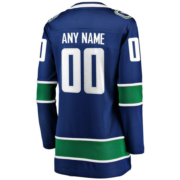 Vancouver Canucks Women's Home Breakaway Custom Jersey - Blue 2019