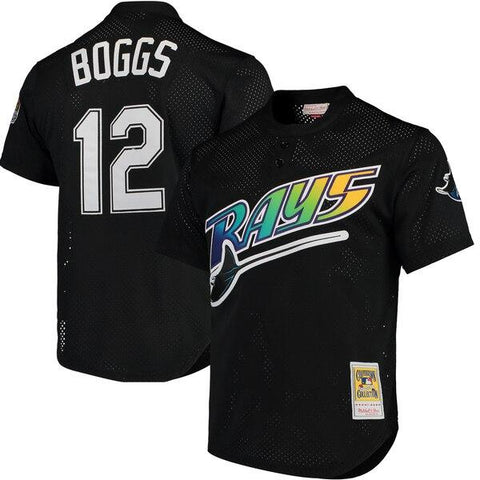 Wade Boggs Tampa Bay Rays Mitchell &amp; Ness Cooperstown Collection 1991 Mesh Batting Practice Jersey - Black 2019