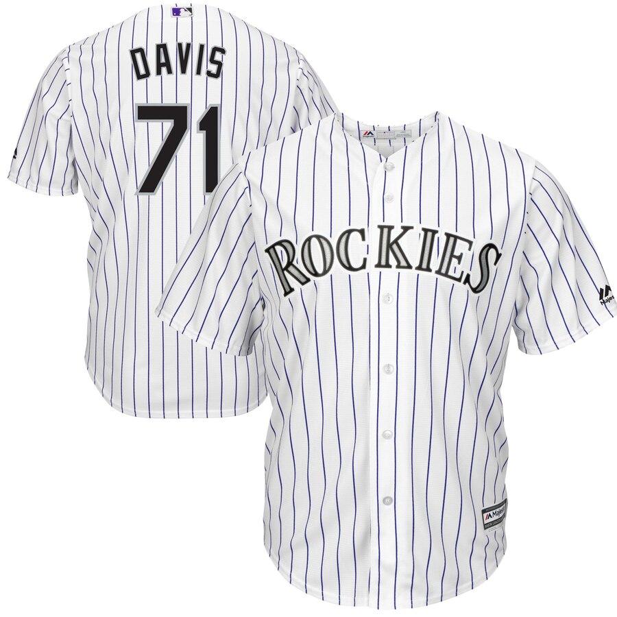 Wade Davis Colorado Rockies Majestic Home Cool Base Player Jersey - White 2019