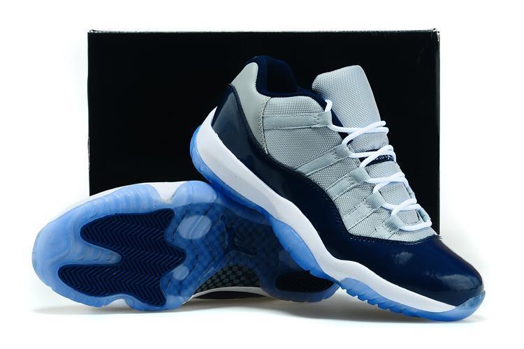 Nike Air Jordan 11 Retro Low Georgetown Grey Navi White  Men Shoes Sale Size US 7, 8, 8.5, 9, 10, 11, 12, 13