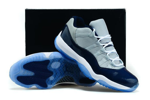 Nike Air Jordan 11 Retro Low Georgetown Grey Navi White  Men Shoes Sale Size US 7, 8, 8.5, 9, 10, 11, 12, 13
