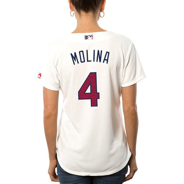 Yadier Molina St. Louis Cardinals Majestic Women's Fashion Stars &amp; Stripes Cool Base Player Jersey - White 2019