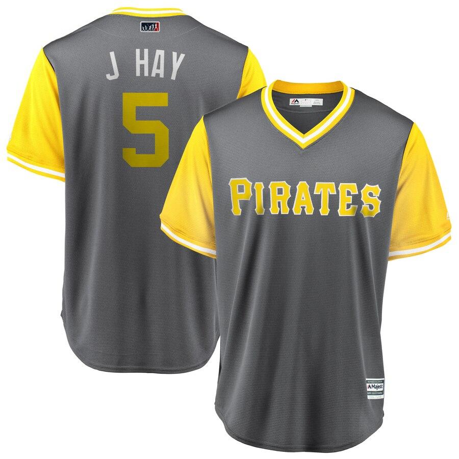 Josh Harrison "J Hay" Pittsburgh Pirates Majestic Players' Weekend Cool Base Jersey – Gray/Yellow 2019