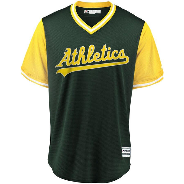 Josh Phegley "PTBNL" Oakland Athletics Majestic Players' Weekend Cool Base Jersey – Green/Yellow 2019