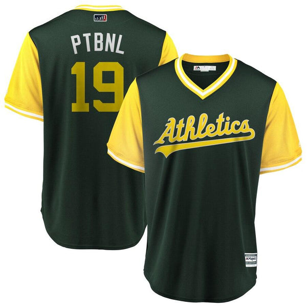 Josh Phegley "PTBNL" Oakland Athletics Majestic Players' Weekend Cool Base Jersey – Green/Yellow 2019