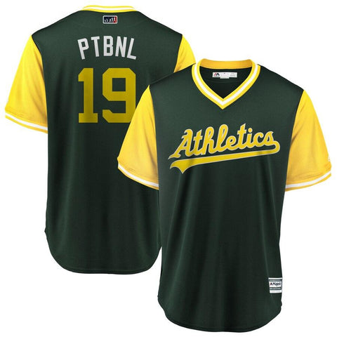 Josh Phegley "PTBNL" Oakland Athletics Majestic Players' Weekend Cool Base Jersey – Green/Yellow 2019